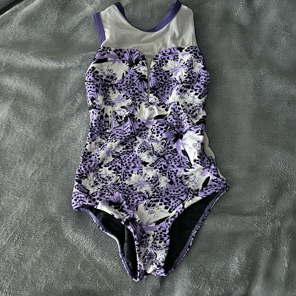 Floral Purple and White Kids Leotard